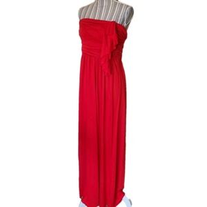 Aryn K dress Maxi Sleeveless Ruffle Red Stretch Viscose Blend